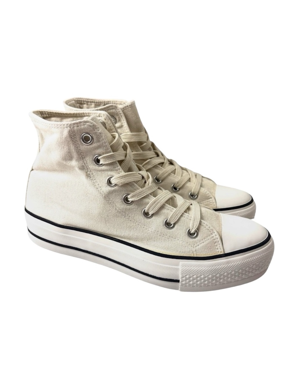 Falls Creek Cream‎ Canvas Double Stack Platform High-Top Sneakers (U.S. 9)
